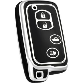 for Toyota Key Fob Cover, Soft TPU Protection Key Fob Case Fit for Toyota Camry Corolla RAV4 Avalon Highlander Prius Venza Smart Remote Car Key Holder Accessories (Silver Black)