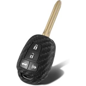 Key Fob Cover Case Compatible with Scion FR-S IQ TC XB XD Compatible with Toyota 4RUNNER 86 Camry Corolla Highlander Carbon Fiber Pattern Silicone 3 4 Button Keyless Entry Remote