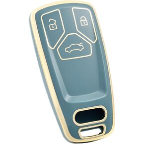 for Audi Key Fob Cover, Soft TPU Key Case for Audi A3 A4 A5 A6 Q5 Q7 TT TTS SQ5 S5 R8 Car Accessories Smart Key Protector (Silver Blue)