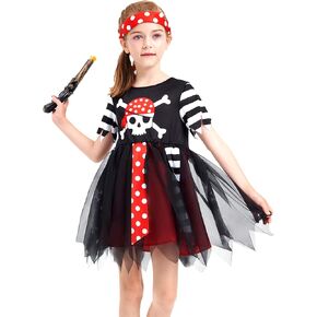 IKALI Pirate Dress with Accessories, Pirate Costume Buccaneer Fancy Dress Outfit