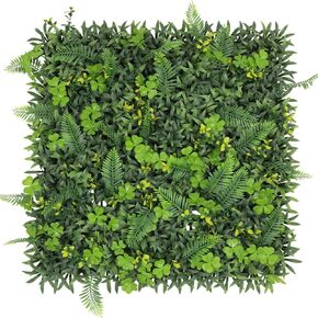 Artificial Boxwood Panel 3D Topiary Hedge Plant UV Protected Privacy Ivy Screen Faux Greenery Wall Décor Outdoor Indoor Use, 20"x20" 3D #11Mixed, 6 Packs