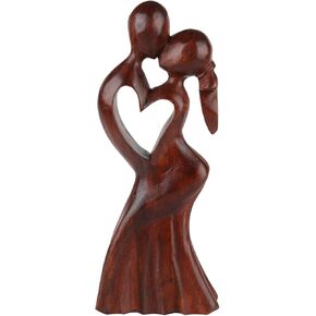 The World of Feathers 12" Wooden Handmade Abstract Sculpture - Thinking Man Statue - Handcrafted Modern Art Decor - Unique Home Decorative Accent - Wood Sculpture Figurine - Ideal Gift Artwork