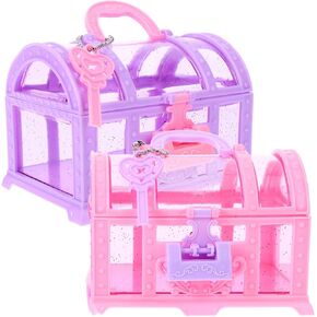 TOYANDONA Pirate Treasure Chest, 2pcs Girl Jewelry Trinket Box Princess Chest Box Toy with Lock and Key Candy Boxes Keepsake Storage Organizer Box Ring Case Kids Makeup Box Toy Set