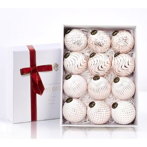 12PCS Christmas Ball Ornaments, Rustic Christmas Tree Decorations, 3.15" Vintage Farmhouse Hanging Ornaments for Christmas, Parties, Weddings and Home Decor (Green)