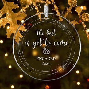Engagement Gifts for Couples, Engagement Ornament Gift 2025, Gifts for Newly Engaged Couples, Just Engaged Gifts for Her, Christmas Glass Engagement Ornament Decoration