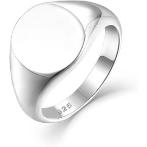 STARCHENIE Solid 925 Sterling Silver Ring for Men Signet Ring High Polished Wedding Band Thumb Ring Size 8-12