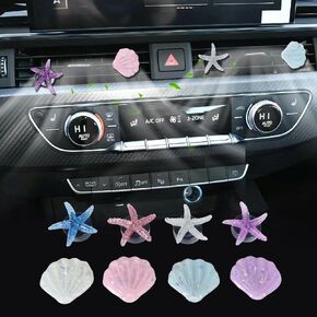8Pcs Shell and Starfish Car Air Vent Clips, Colorful Ocean Series Car Air Freshener Vent Clip, Cute Car Interior Decoration Accessories(1.6inch/4cm)