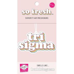 Sorority Shop Sigma Sigma Sigma Retro Air Freshener - Tri Sigma Bubblegum Scented Air Freshener – Sorority Retro Design Air Freshener for Car or Dorm– Sorority Gift, Charm Paraphernalia