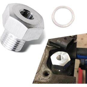 1 PC Engine Swap Oil Pressure Sensor Adapter, M16 1.5 Adapter to 1/8 NPT Series Thread Adapter + Washer, Automotive Replacement Parts, Compatible with GM LS Series Engines (Silver)