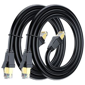 Cat 8 Ethernet Cable 100 ft, Ethernet Cable with Gold-Plated RJ45 Connector, Cat 8 Network Cable, LAN Internet Cable for Modems, Routers, Network Switch, High Speed Ethernet Cable (Black)