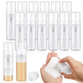 Havawish 12 Pcs Foaming Spray Bottle 7 Oz/ 200 ml Transparent Empty Foaming Pump Bottle Dispenser Refillable Plastic Travel Soap Bottle Portable Foam Bottle for Hand Soap, Lash Cleanser