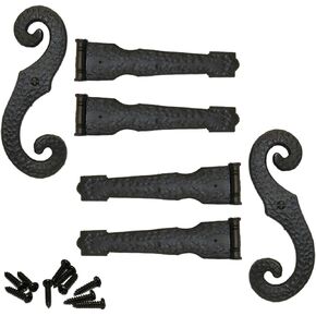 Ekena Millwork LVDH0006002 Decorative, 4 Hinges, 2 S-Hooks for Lifetime Vinyl Shutters, 002, Black