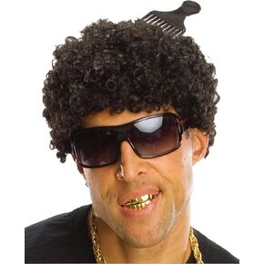 Rubies Men's Tight Afro Costume Wig, As Shown, One Size for Themed Parties and Halloween