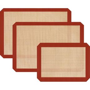 Silicone Baking Mat Set of 3, Silicone Baking Mats Cookie Sheet, Non-Stick Mats for Baking, Easy Clean & Reusable Oven Baking Sheet for Making Macaroons, Cookies