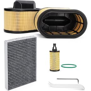 4PCS Engine Air Filter Air Filter + Oil Filter + Cabin Air Filter for 2014-2012 Maserati Ghibli, 2017-2022 Levante,2014-2020 Quattroporte Replace # 670001545, 670005021, 000311401