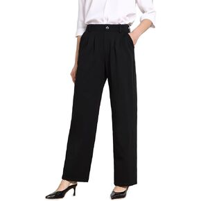 Dress Pants Women Straight Leg Work Business Office High Elastic Waisted Casual Slacks Trousers with Pockets