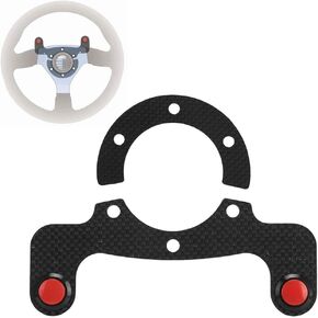 Acouto Steering Wheel Horn Button 6 Bolts Carbon Fiber External Horn Button Kit for MOMO for OMP for Nardi for Sparco Dual Button Car Modified Accessories