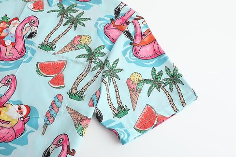 Men's Christmas Shirt Santa Claus Flamingo Casual Button Down Ugly Hawaiian Christmas Shirts for Men in Saudi Arabia