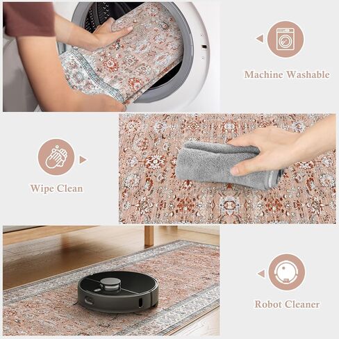 عداء للممرات 2.5 × 12 بوصة، سجادة عداء ناعمة طويلة جدًا وقابلة للغسل بطباعة كلاسيكية وكومة منخفضة سجادة مطبخ عداء 12 قدمًا، عداء سجادة زهور ريترو للمدخل (رمادي داكن) in Kuwait