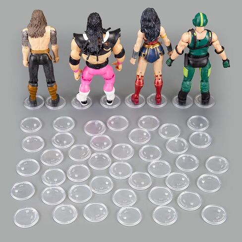 SIXPOINTS 70 Pieces 6 inch Action Figure Stand , Black Plastic Figure Display Holder Base ,Model Support Stands Compatible with 1/12 Marvel Legends /DC/ GI Joe/ MOTU Figure Toy (70Pcs Round(Black)) in Kuwait