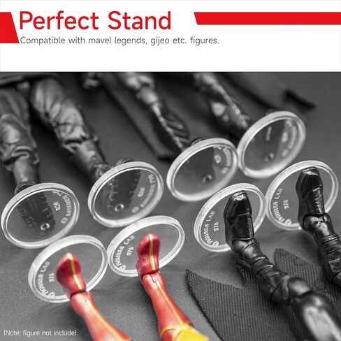 SIXPOINTS 70 Pieces 6 inch Action Figure Stand , Black Plastic Figure Display Holder Base ,Model Support Stands Compatible with 1/12 Marvel Legends /DC/ GI Joe/ MOTU Figure Toy (70Pcs Round(Black)) in Kuwait