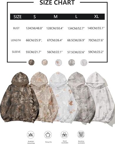 Womens Camo Hoodies Maple Leaf Print Oversized Hooded Sweatshirt Long Sleeve Camouflage Graphic Pullover Sweatshirt in Saudi Arabia