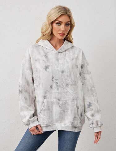 Womens Camo Hoodies Maple Leaf Print Oversized Hooded Sweatshirt Long Sleeve Camouflage Graphic Pullover Sweatshirt in Saudi Arabia
