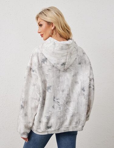 Womens Camo Hoodies Maple Leaf Print Oversized Hooded Sweatshirt Long Sleeve Camouflage Graphic Pullover Sweatshirt in Saudi Arabia