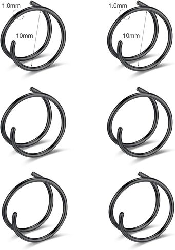 Stainless Steel Nose Ring Hoop Set for Men Women Cartilage Nose Ring Double Hoop 18G-22G Black/Gold/Silver Hypoallergenic Piercing Jewelry for Nose Septum Cartilage 6-12Pcs in Kuwait