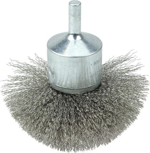 Weiler 10050 3" Circular Flared Crimped Wire End Brush, .008" Stainless Steel Fill, Made in the USA in Saudi Arabia
