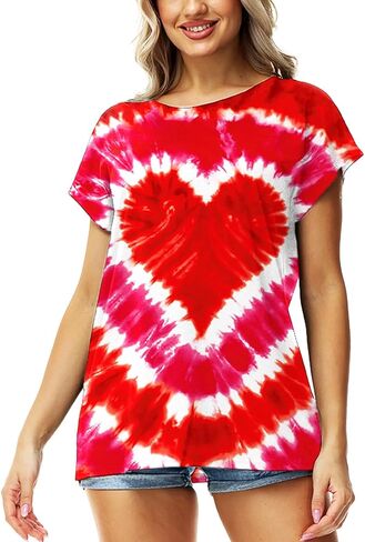 Deerose Womens July 4th Shirts Short Sleeve American Flag Top S-2XL in Kuwait