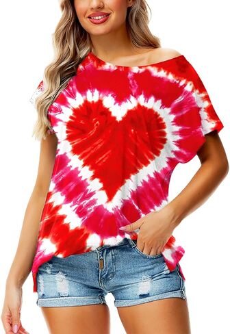 Deerose Womens July 4th Shirts Short Sleeve American Flag Top S-2XL in Kuwait