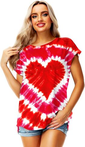 Deerose Womens July 4th Shirts Short Sleeve American Flag Top S-2XL in Kuwait