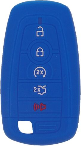 LemSa 2pcs 5 Buttons Silicone Smart Key Fob Cover Remote Keyless Entry Case Compatible with Ford Fusion F250 F350 F450 F550 Edge Explorer 2019 2018 2017 Mustang F-150 Expedition Ecosport, Black+Blue in Kuwait