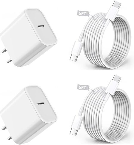 Fast iPhone 15 Charger Block, 2 Pack 40W Dual USB C Wall Charger PD Fast Charging Block Type C Foldable Charger Power Adapter Plug Box Apple Chargers for iPhone 15/14/13 Pro/12 Pro/Mini/iPad in Kuwait