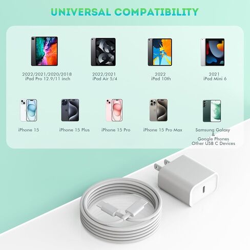 Fast iPhone 15 Charger Block, 2 Pack 40W Dual USB C Wall Charger PD Fast Charging Block Type C Foldable Charger Power Adapter Plug Box Apple Chargers for iPhone 15/14/13 Pro/12 Pro/Mini/iPad in Kuwait