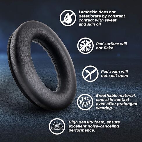 وسائد اذن بديلة QC45 QC35ii QC35 QC25 QC15 من لامبسكين، وسائد اذن بديلة لبوز QC 45 35 II QC2 AE2 AE2i AE2w ساوند لينك ساوند ترو 35ii 25 15 2 AE جلد الغنم رمادي رمادي فضي in Kuwait