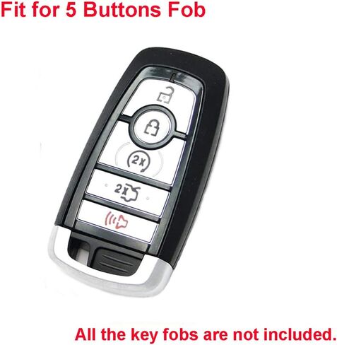 LemSa 2pcs 5 Buttons Silicone Smart Key Fob Cover Remote Keyless Entry Case Compatible with Ford Fusion F250 F350 F450 F550 Edge Explorer 2019 2018 2017 Mustang F-150 Expedition Ecosport, Black+Blue in Kuwait