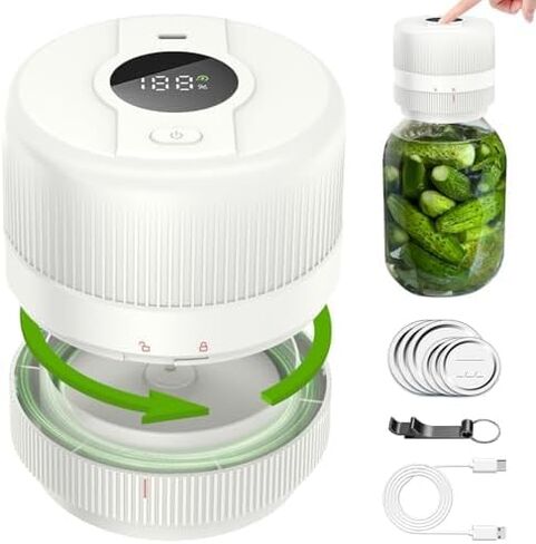 Electric Mason Jar Vacuum Sealer Kit, Automatic Intelligent Vacuum Sealer, Compatible With Food Storage, Vacuum Bags Seal, Wine Bottles, Wide-Mouth And Regular-Mouth Mason Jars in Saudi Arabia