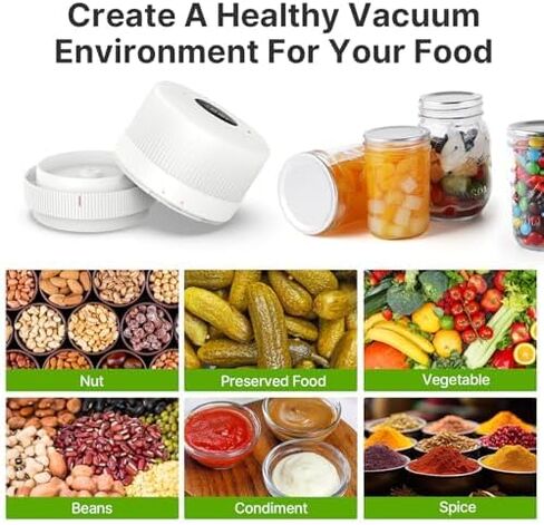 Electric Mason Jar Vacuum Sealer Kit, Automatic Intelligent Vacuum Sealer, Compatible With Food Storage, Vacuum Bags Seal, Wine Bottles, Wide-Mouth And Regular-Mouth Mason Jars in Saudi Arabia