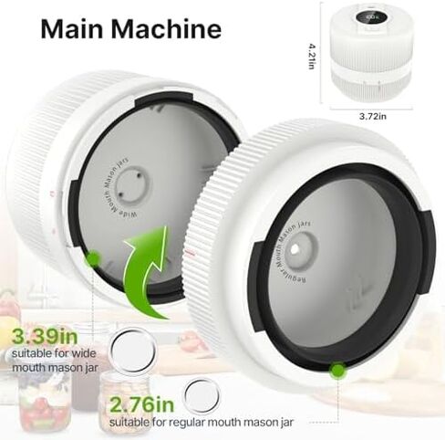 Electric Mason Jar Vacuum Sealer Kit, Automatic Intelligent Vacuum Sealer, Compatible With Food Storage, Vacuum Bags Seal, Wine Bottles, Wide-Mouth And Regular-Mouth Mason Jars in Saudi Arabia
