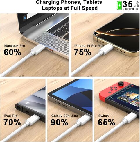 USB C to USB C Charging Cable Compatible for iPhone 16 15, 3 Pack 60W Type C Fast Charging Cable 6FT Braided iPhone 16 Charger Cord for iPhone 16/16 Plus/16 Pro/16 Pro Max/15/15 Pro/15 Pro Max, 6FT in Saudi Arabia