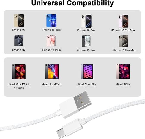 USB C to USB C Charging Cable Compatible for iPhone 16 15, 3 Pack 60W Type C Fast Charging Cable 6FT Braided iPhone 16 Charger Cord for iPhone 16/16 Plus/16 Pro/16 Pro Max/15/15 Pro/15 Pro Max, 6FT in Saudi Arabia