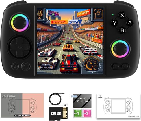 RG Cube Retro Game Console No Games Handheld Game Console Multi-Touch Screen Android 13 System Video Game Console 5200mAh Battery,High-Speed Fan,16 Million Color RGB Lighting(Gray) in Kuwait