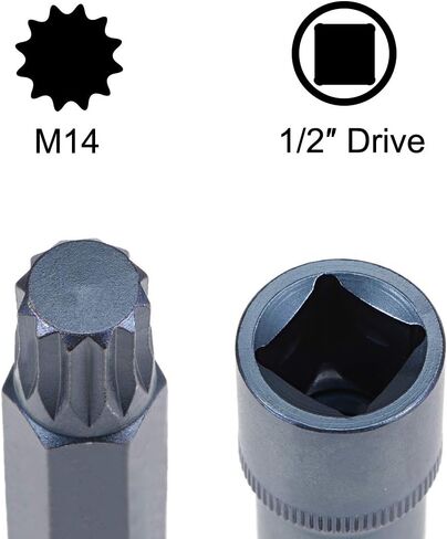uxcell 1/2" Drive x M12 (12mm) Triple Square Spline Bit Socket, S2 Steel Bits, CR-V Sockets 4" Length (for Hand Use Only) in Kuwait