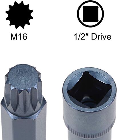 uxcell 1/2" Drive x M12 (12mm) Triple Square Spline Bit Socket, S2 Steel Bits, CR-V Sockets 4" Length (for Hand Use Only) in Kuwait