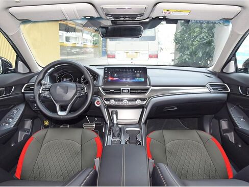 ramuel Universal Fit Leather Car Seat Covers for Cars Front Seat Cover Protector Seat Cushion Pad Mat Protect Edge Wrapping Anti-Slip for Most Cars, Pickup, Sedan, Truck, SUV (2pc Black Red) in Saudi Arabia
