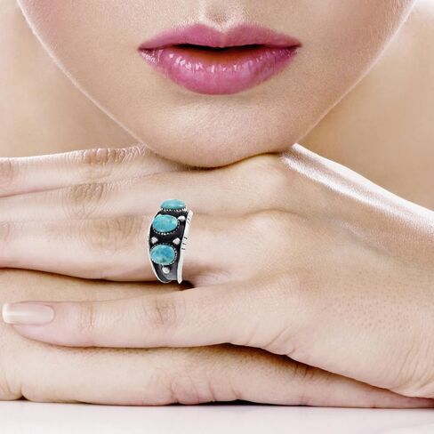 Turquoise Ring Sterling Silver 925 for Men Genuine Gemstones Size 9 to 13 in Saudi Arabia