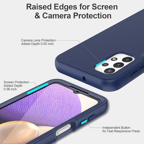 for Samsung Galaxy A32 5G Case with Built-in Screen Protector, Full Body Protection Shockproof Cover Case, [Rugged PC Front Bumper + Soft TPU Back Cover] Armor Protective Phone Case - Black in Saudi Arabia