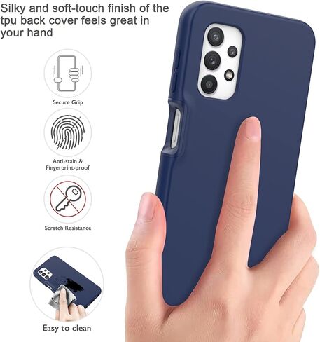 for Samsung Galaxy A32 5G Case with Built-in Screen Protector, Full Body Protection Shockproof Cover Case, [Rugged PC Front Bumper + Soft TPU Back Cover] Armor Protective Phone Case - Black in Saudi Arabia